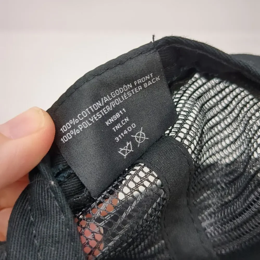 Knoss Performance Trucker Hat Black One Size Snapback 3D Puff Embroidery Mesh